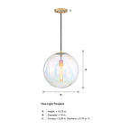 Lena 60-Watt 1-Light Brushed Gold Modern Pendant Light with Clear Iridescent Glass Shade and No Bulbs Included