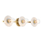 Cumeo 28 in. 3-Light Brushed Gold Transitional Vanity Light with Marble Accents