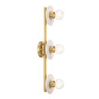 Cumeo 28 in. 3-Light Brushed Gold Transitional Vanity Light with Marble Accents