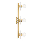 Cumeo 28 in. 3-Light Brushed Gold Transitional Vanity Light with Marble Accents
