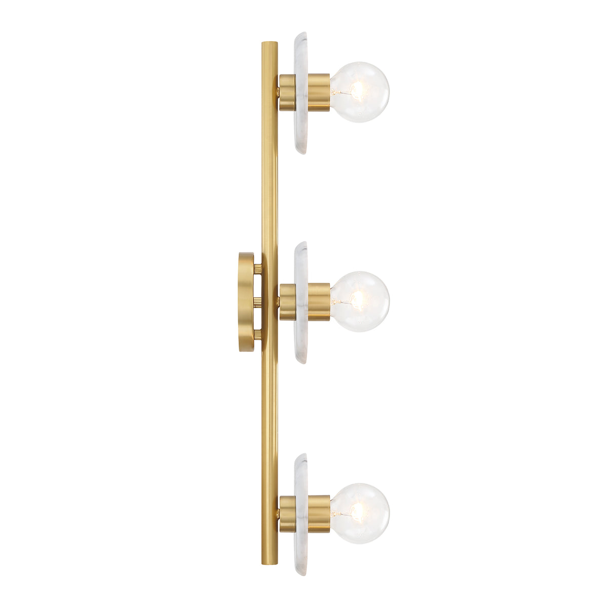 Cumeo 28 in. 3-Light Brushed Gold Transitional Vanity Light with Marble Accents