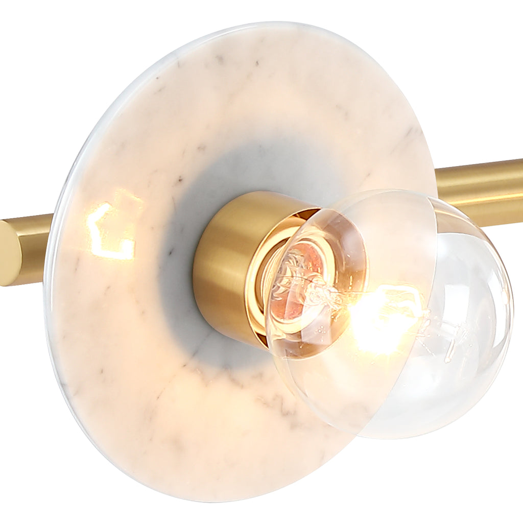 Cumeo 28 in. 3-Light Brushed Gold Transitional Vanity Light with Marble Accents
