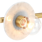 Cumeo 28 in. 3-Light Brushed Gold Transitional Vanity Light with Marble Accents