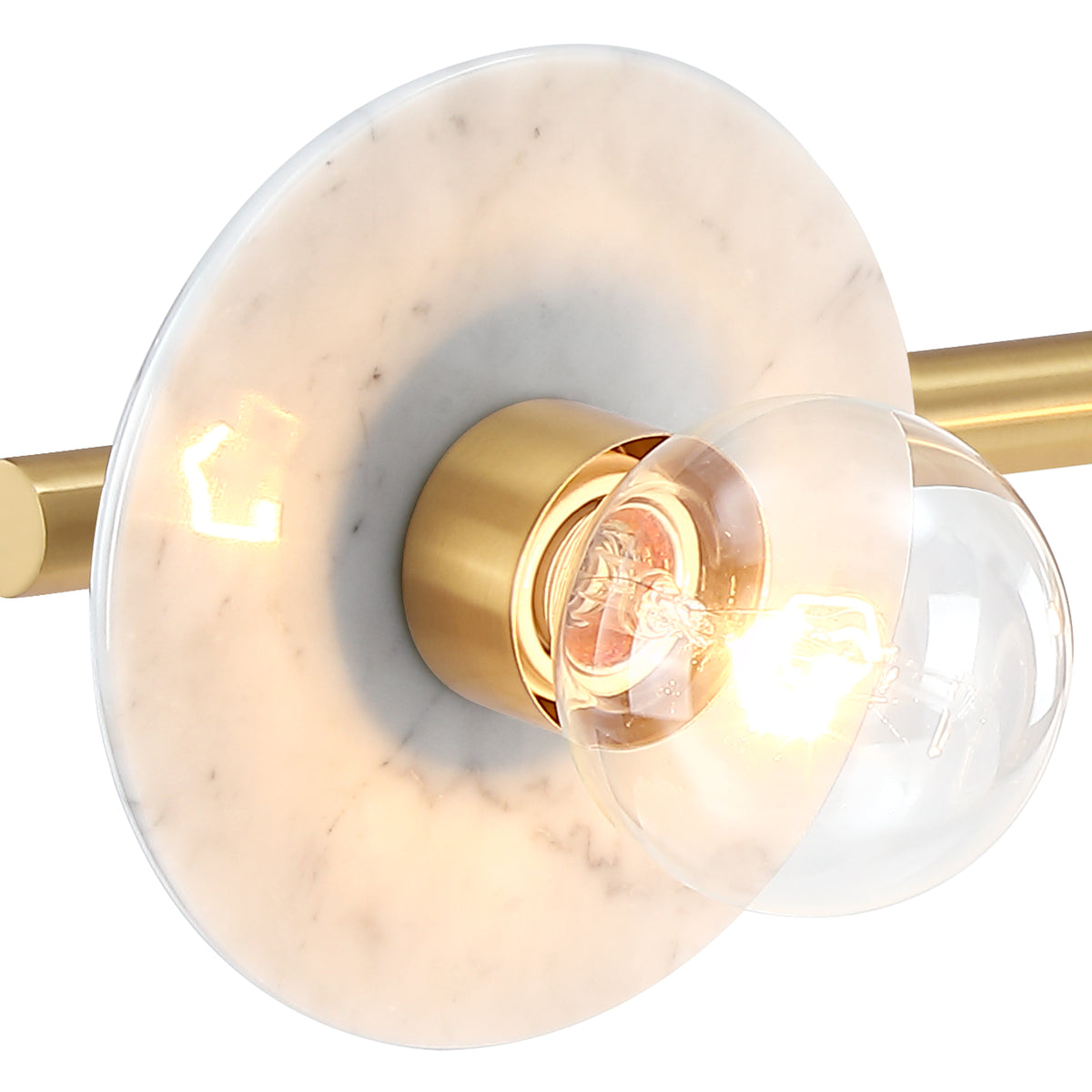 Cumeo 28 in. 3-Light Brushed Gold Transitional Vanity Light with Marble Accents