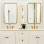 Cumeo 28 in. 3-Light Brushed Gold Transitional Vanity Light with Marble Accents