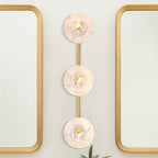 Cumeo 28 in. 3-Light Brushed Gold Transitional Vanity Light with Marble Accents
