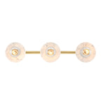 Cumeo 28 in. 3-Light Brushed Gold Transitional Vanity Light with Marble Accents