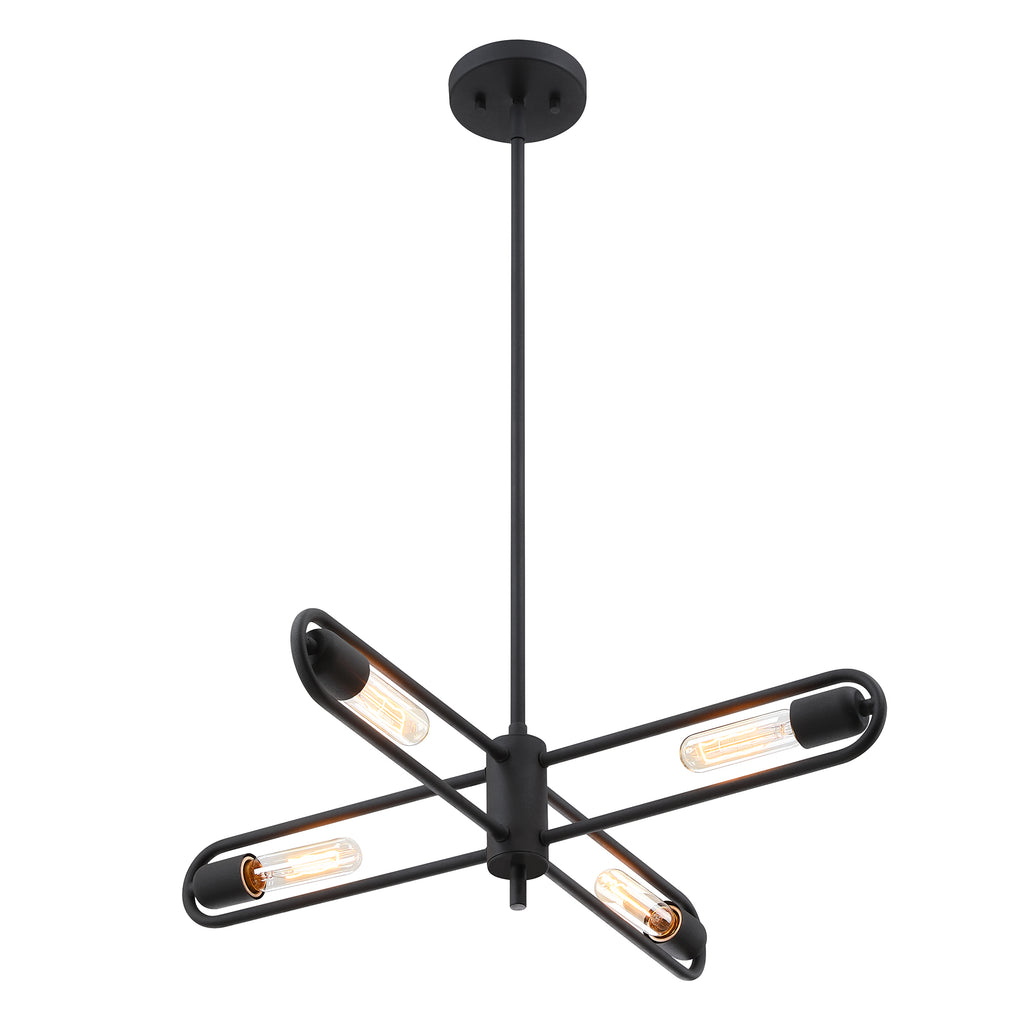 Lumi 60-Watt 4-Light Black Modern Cage Chandelier Convertible Semi Flush Mount for Living Rooms