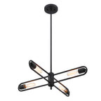 Lumi 60-Watt 4-Light Black Modern Cage Chandelier Convertible Semi Flush Mount for Living Rooms