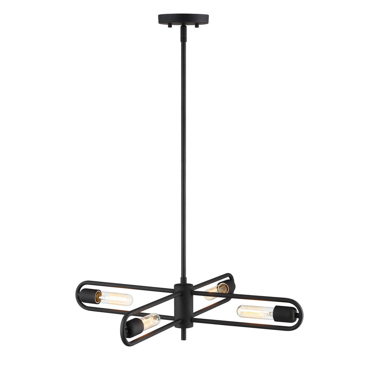Lumi 60-Watt 4-Light Black Modern Cage Chandelier Convertible Semi Flush Mount for Living Rooms