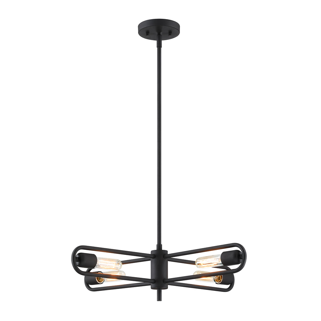 Lumi 60-Watt 4-Light Black Modern Cage Chandelier Convertible Semi Flush Mount for Living Rooms