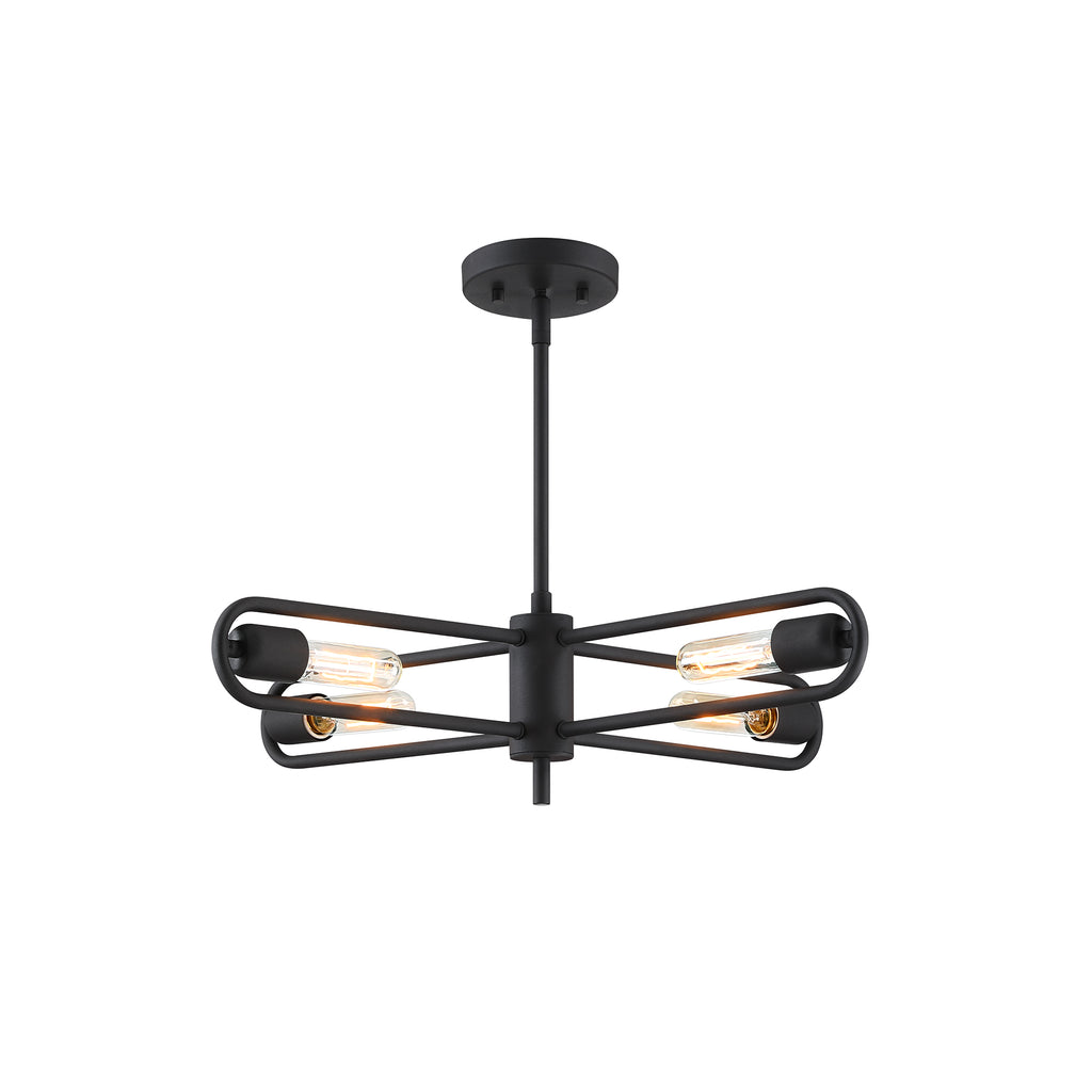 Lumi 60-Watt 4-Light Black Modern Cage Chandelier Convertible Semi Flush Mount for Living Rooms