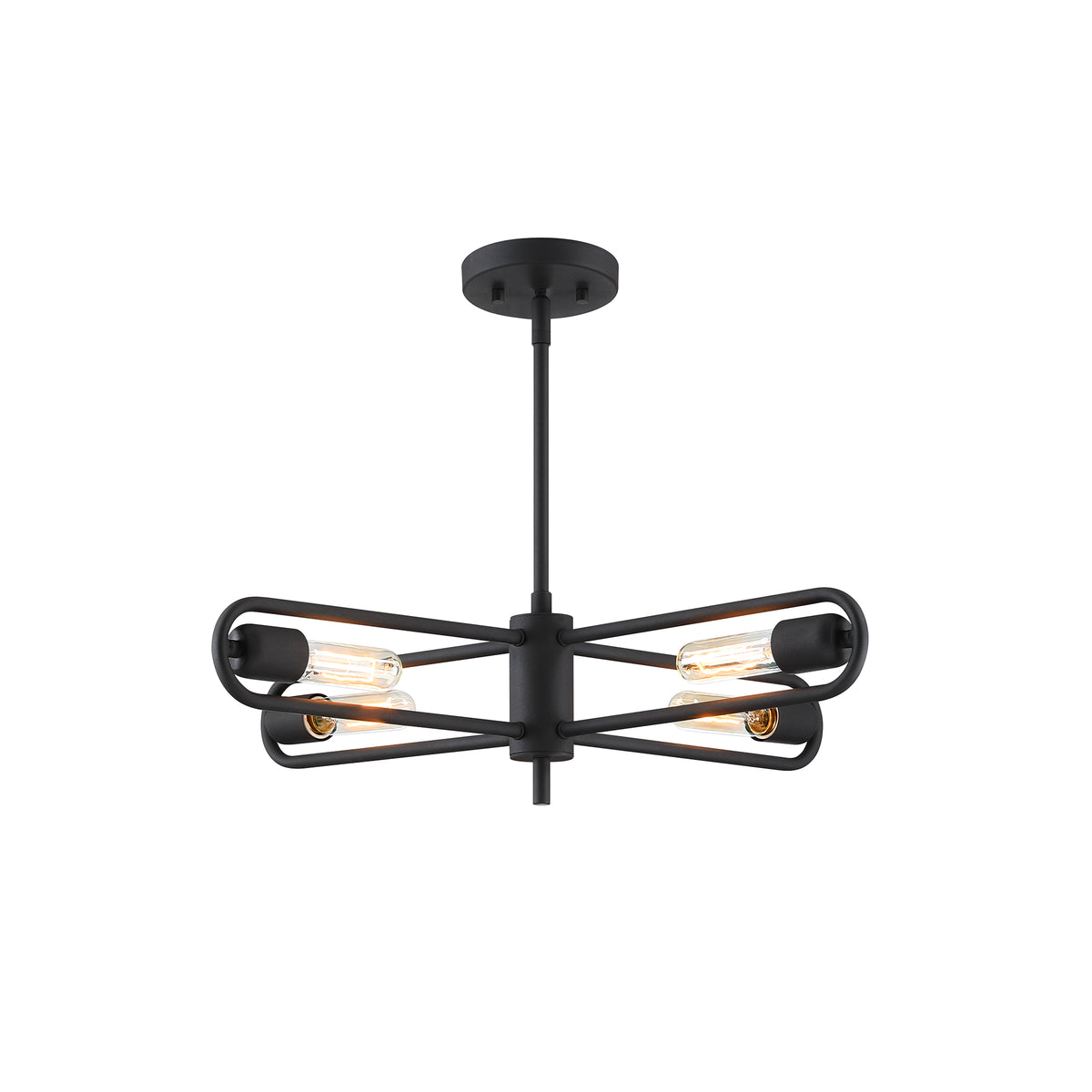 Lumi 60-Watt 4-Light Black Modern Cage Chandelier Convertible Semi Flush Mount for Living Rooms
