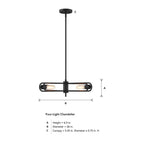 Lumi 60-Watt 4-Light Black Modern Cage Chandelier Convertible Semi Flush Mount for Living Rooms