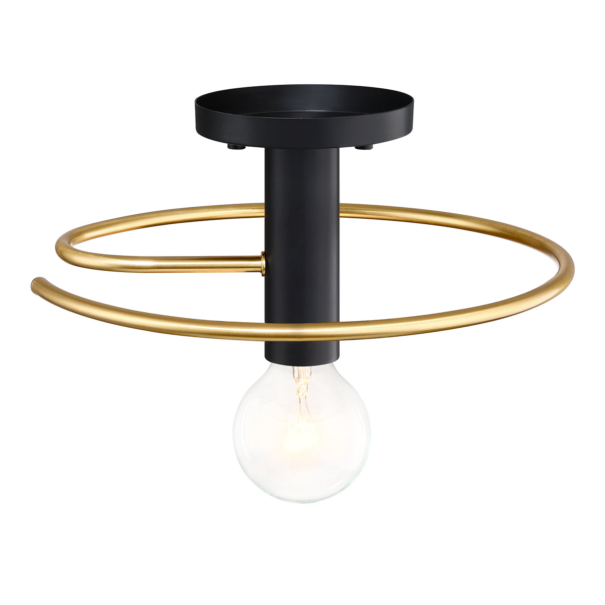 Stella 12 in. 1-Light Matte Black Modern Entryway Semi-Flush Mount with No Bulb Included