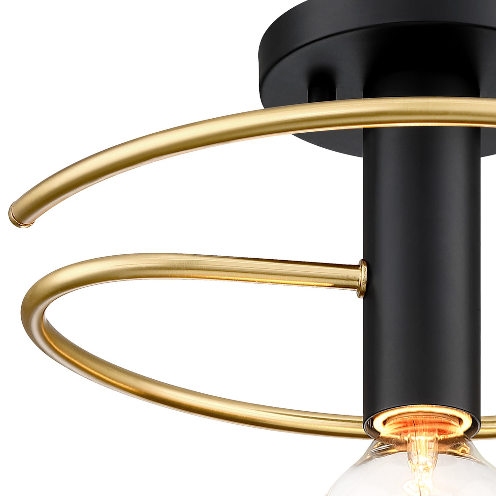 Stella 12 in. 1-Light Matte Black Modern Entryway Semi-Flush Mount with No Bulb Included