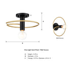 Stella 12 in. 1-Light Matte Black Modern Entryway Semi-Flush Mount with No Bulb Included