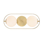 Utopia 19 in. 2-Light Brushed Gold Modern Entryway Semi-Flush Mount with Etched Glass Shades