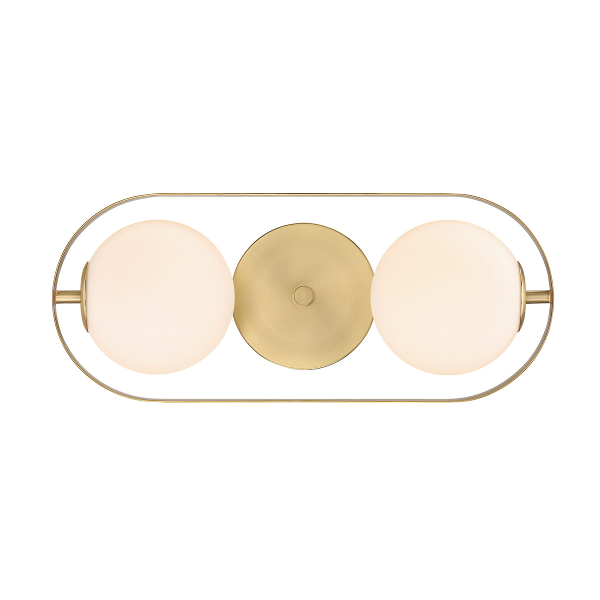 Utopia 19 in. 2-Light Brushed Gold Modern Entryway Semi-Flush Mount with Etched Glass Shades