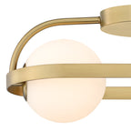 Utopia 19 in. 2-Light Brushed Gold Modern Entryway Semi-Flush Mount with Etched Glass Shades