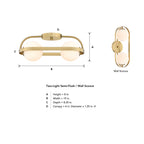 Utopia 19 in. 2-Light Brushed Gold Modern Entryway Semi-Flush Mount with Etched Glass Shades