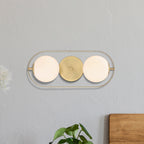 Utopia 19 in. 2-Light Brushed Gold Modern Entryway Semi-Flush Mount with Etched Glass Shades