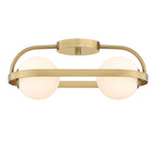 Utopia 19 in. 2-Light Brushed Gold Modern Entryway Semi-Flush Mount with Etched Glass Shades