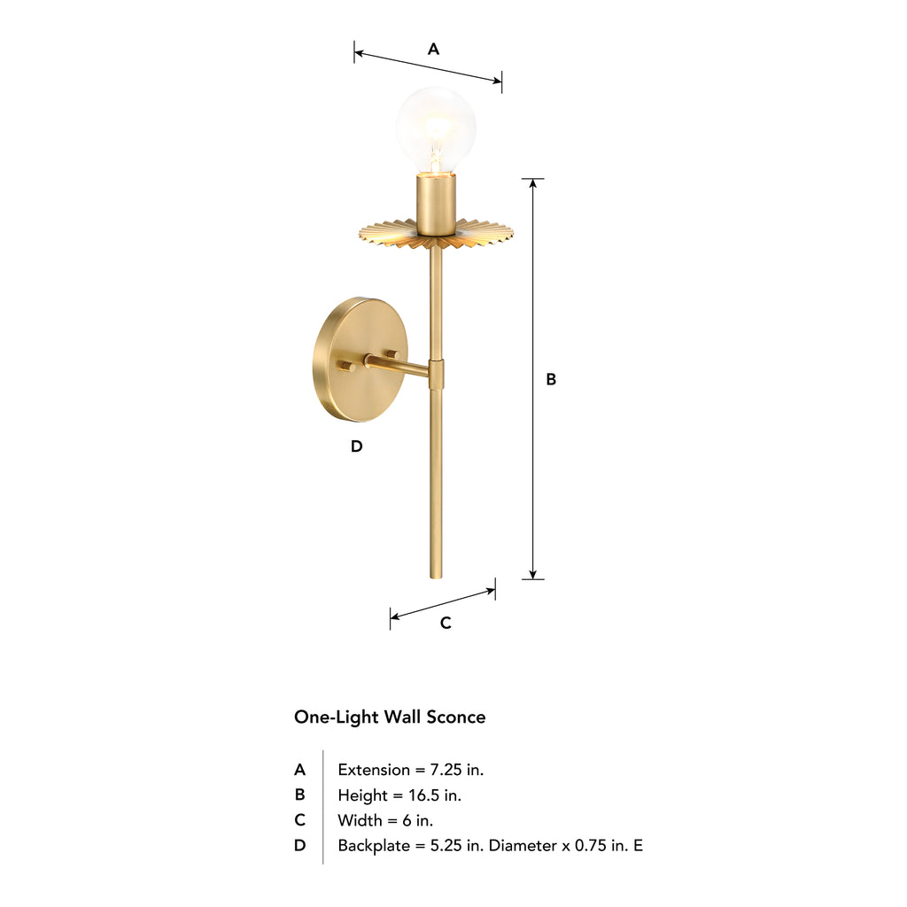 Fleur 6 in. 1-Light Brushed Gold Modern Wall Sconce