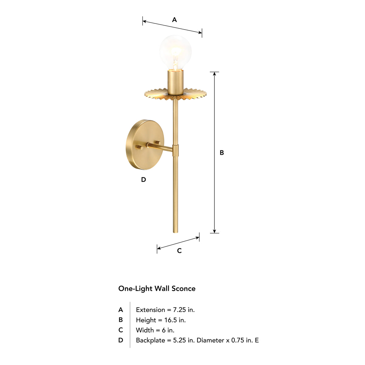 Fleur 6 in. 1-Light Brushed Gold Modern Wall Sconce
