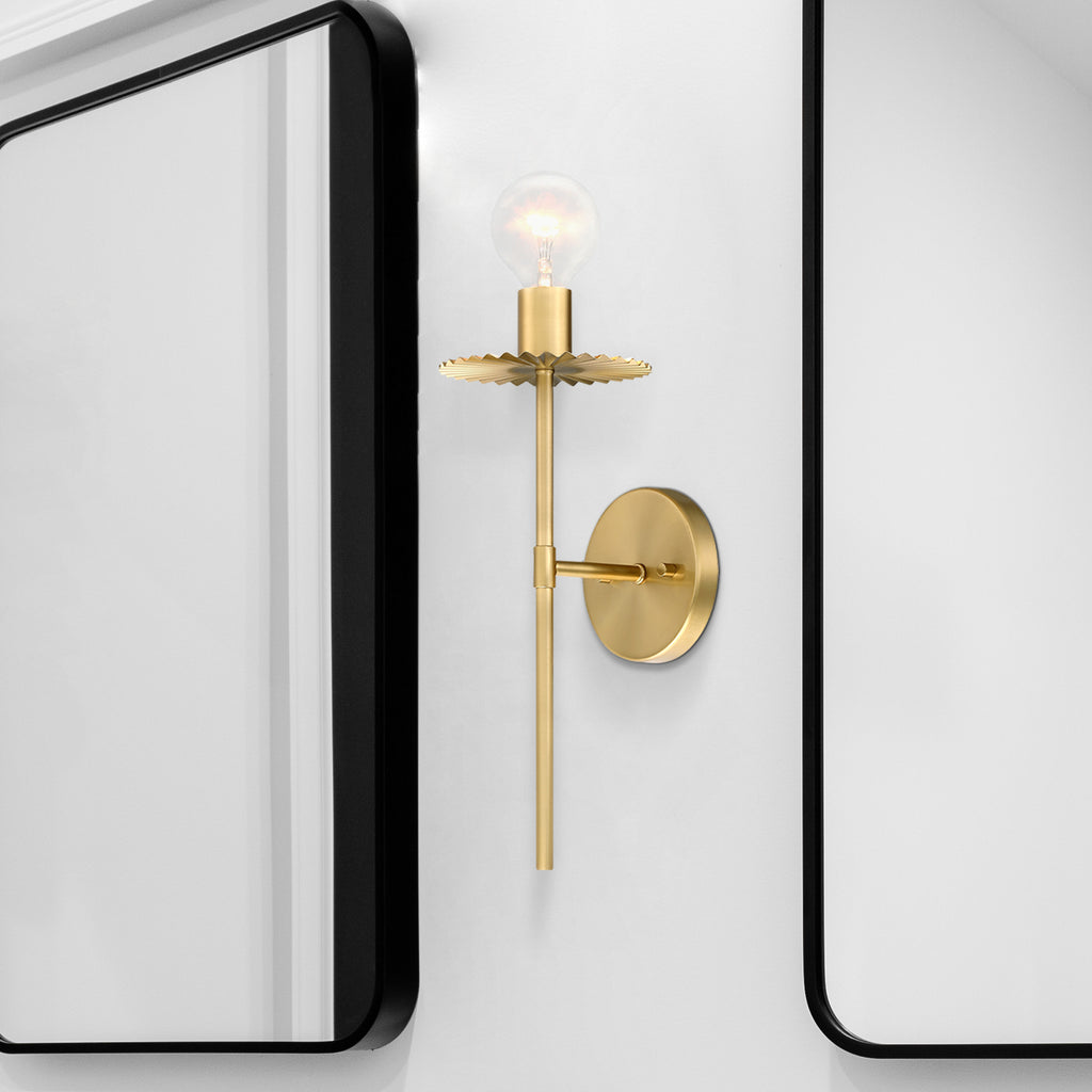 Fleur 6 in. 1-Light Brushed Gold Modern Wall Sconce