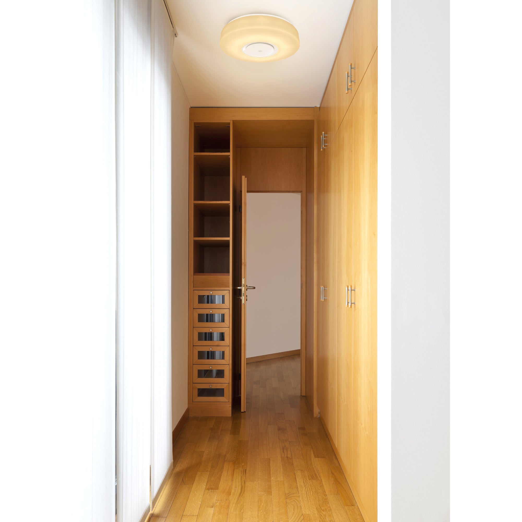 15 in. Adonis White Voice Control Selectable CCT LED Round Ceiling Light Flush Mount