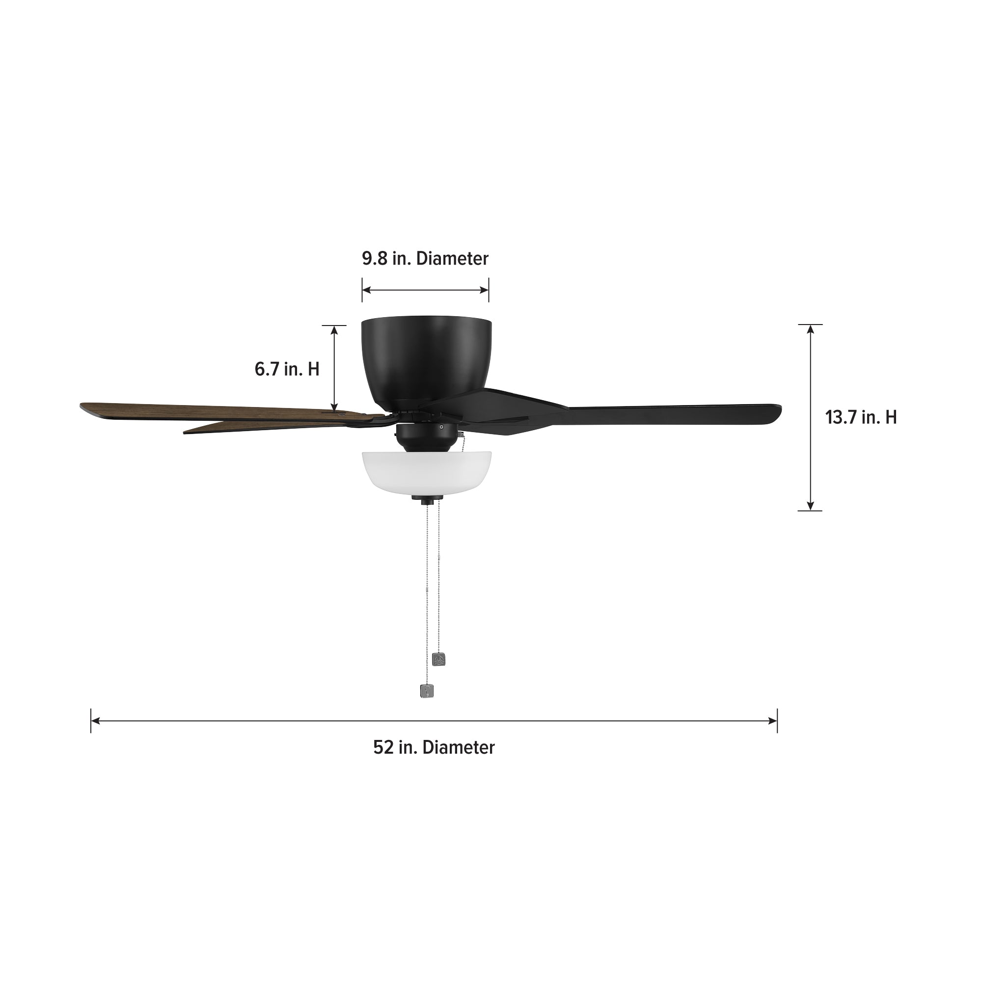 Gallant 52 in. Indoor/Covered Outdoor Ceiling Fan with Included LED Bulbs, Pull Chain Control