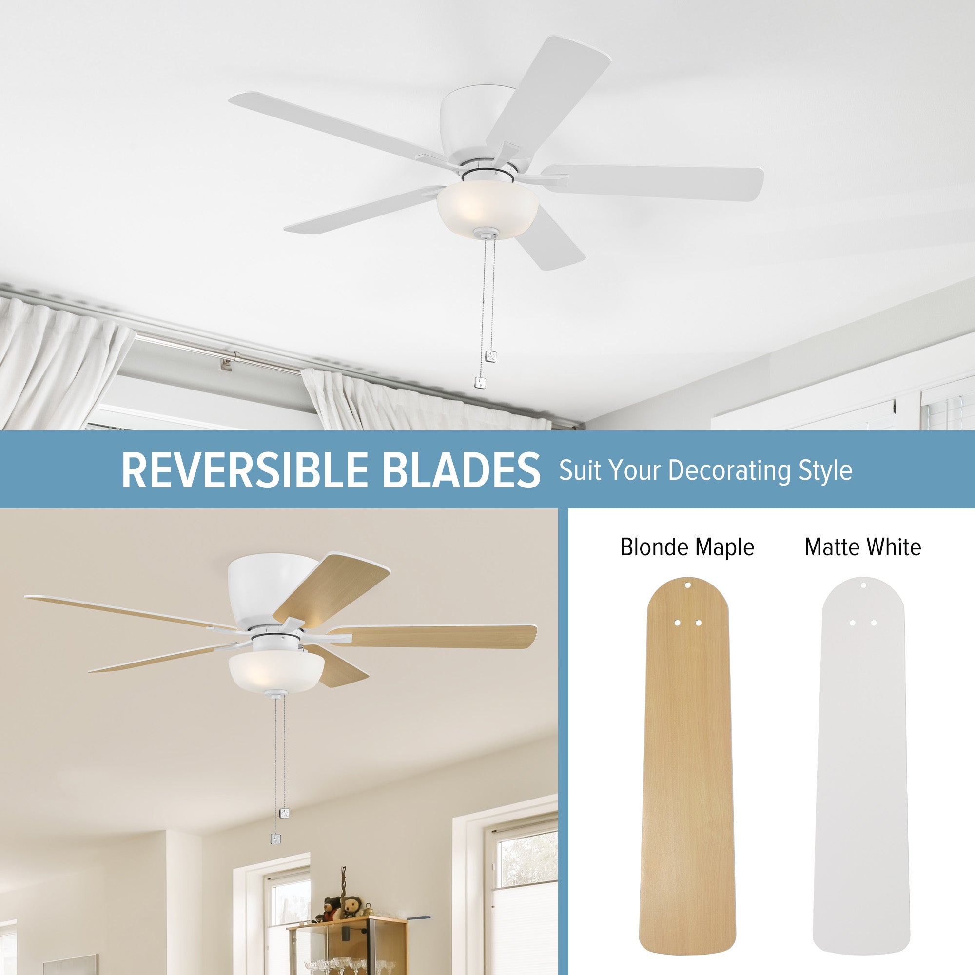 Gallant 52 in. Indoor/Covered Outdoor Ceiling Fan with Included LED Bulbs, Pull Chain Control