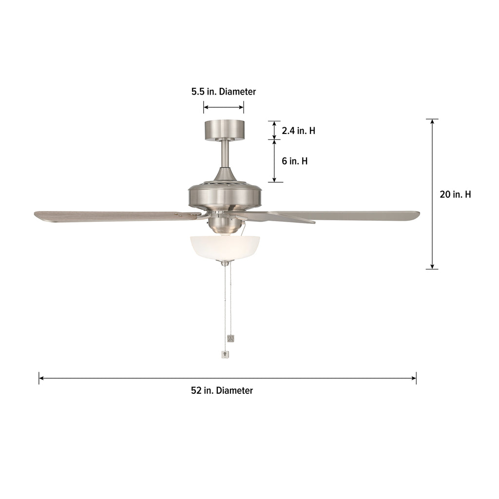 Gallant II 52 in. Indoor/Covered Outdoor Transitional Ceiling Fan with (3) 3000K LED Bulbs Included
