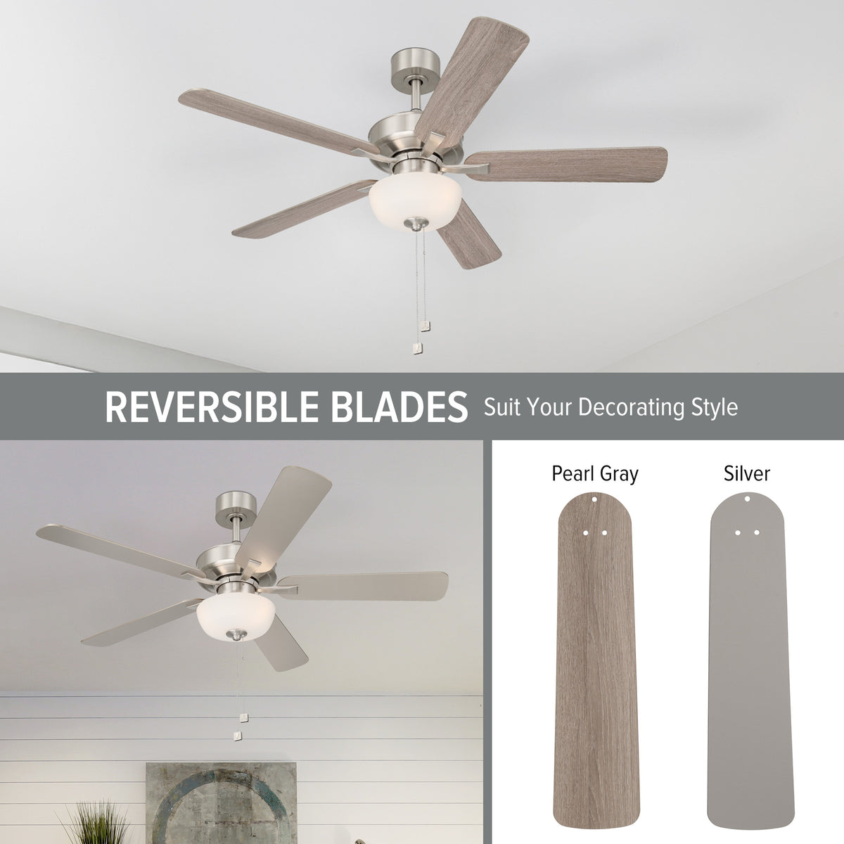 Gallant II 52 in. Indoor/Covered Outdoor Transitional Ceiling Fan with (3) 3000K LED Bulbs Included