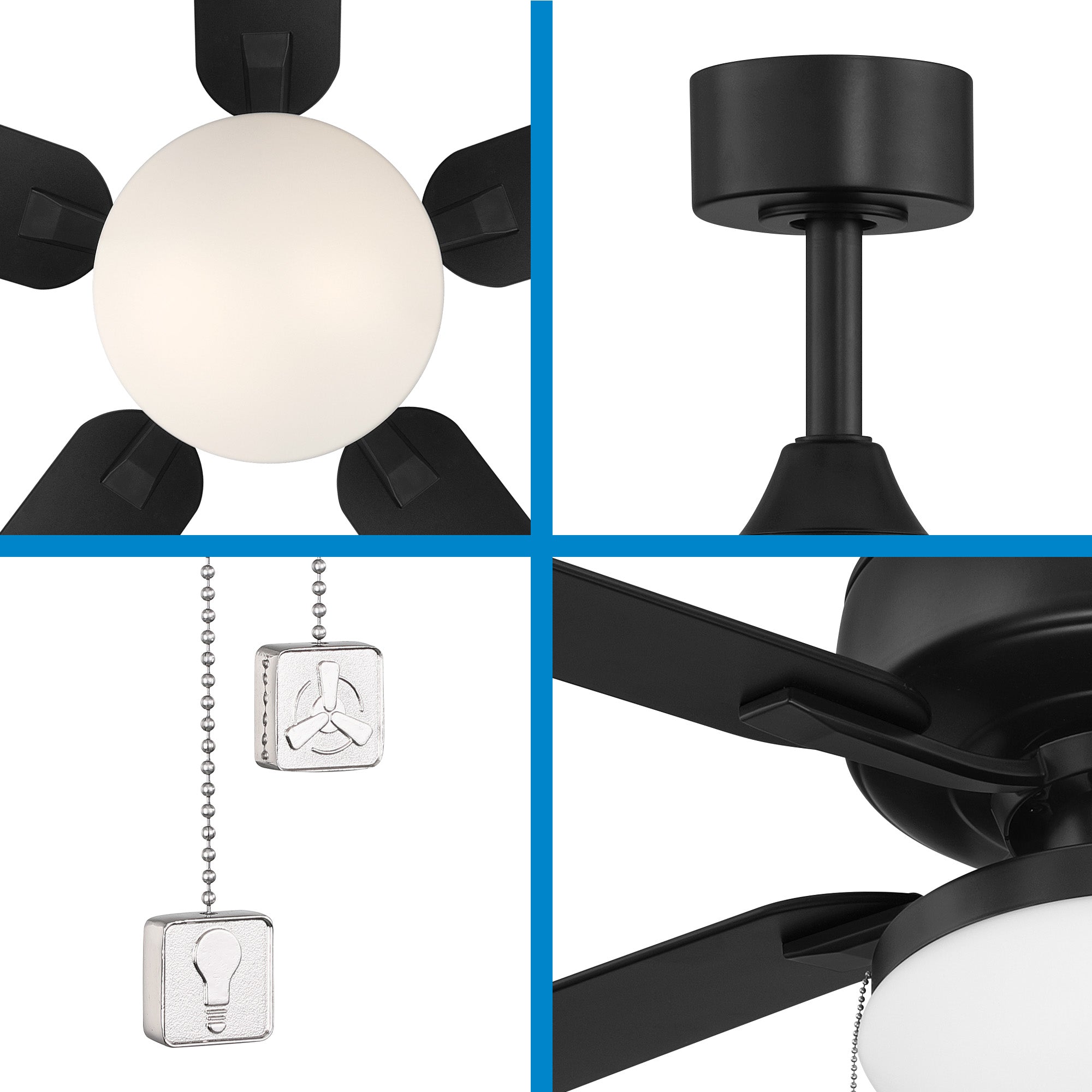 Outllant 52 in. Outdoor Transitional Ceiling Fan with Included 3000K LED Bulbs, Pull Chain Control