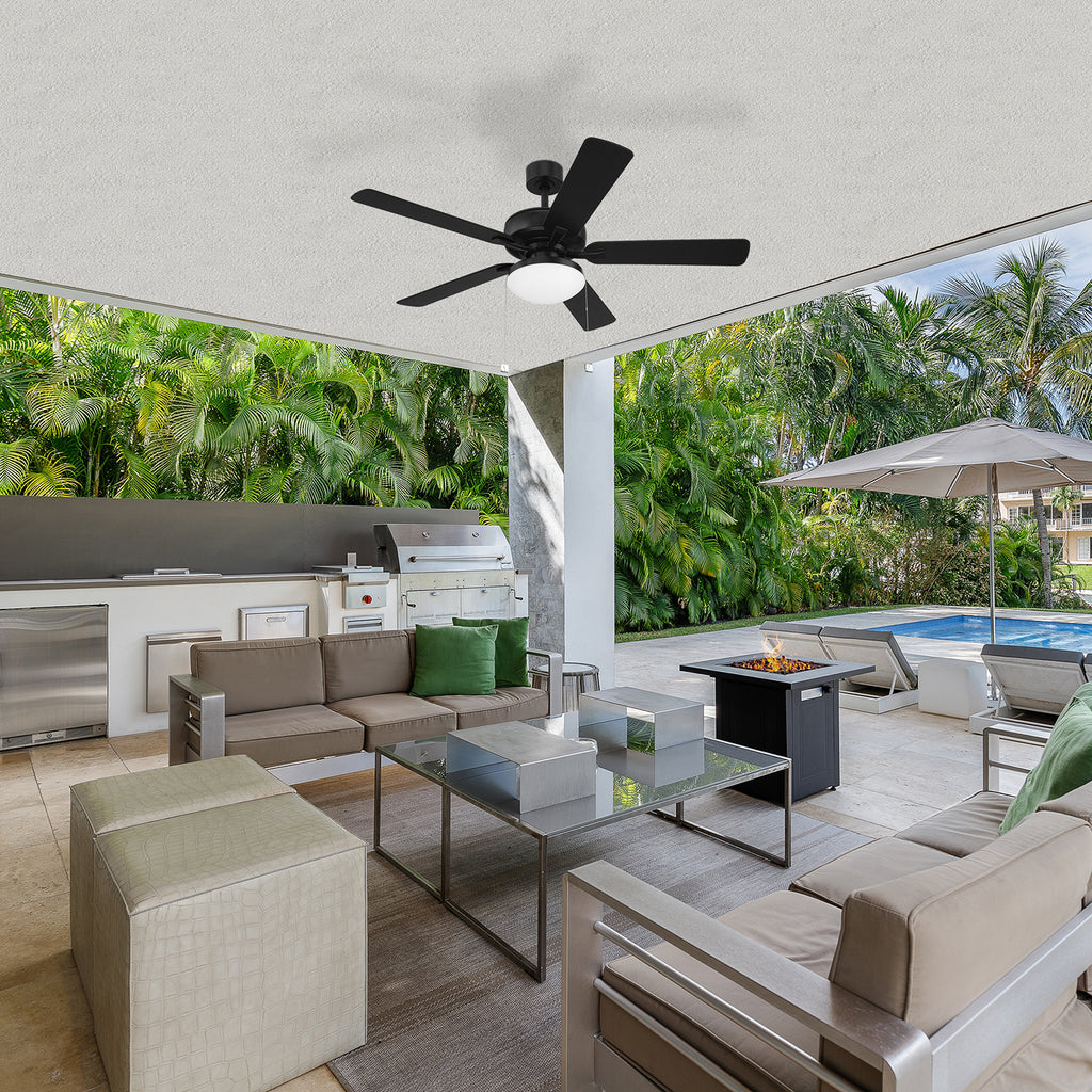 Outllant 52 in. Outdoor Transitional Ceiling Fan with Included 3000K LED Bulbs, Pull Chain Control