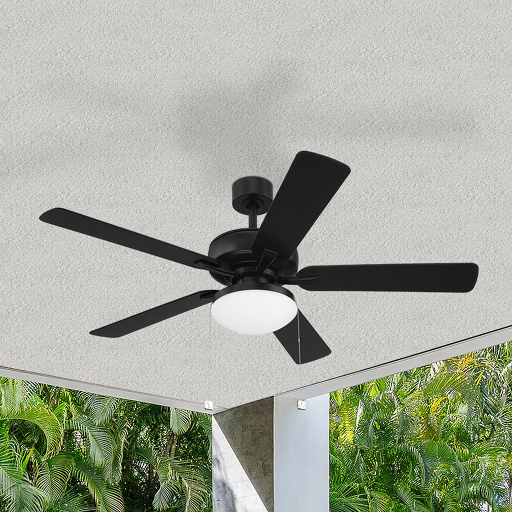 Outllant 52 in. Outdoor Transitional Ceiling Fan with Included 3000K LED Bulbs, Pull Chain Control