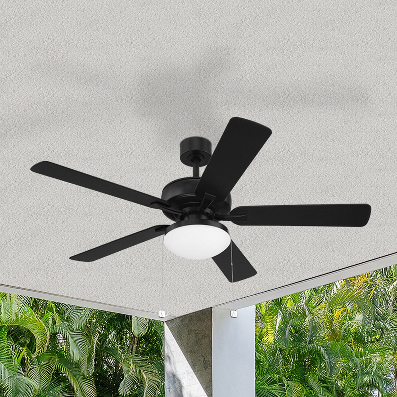 Outllant 52 in. Outdoor Transitional Ceiling Fan with Included 3000K LED Bulbs, Pull Chain Control