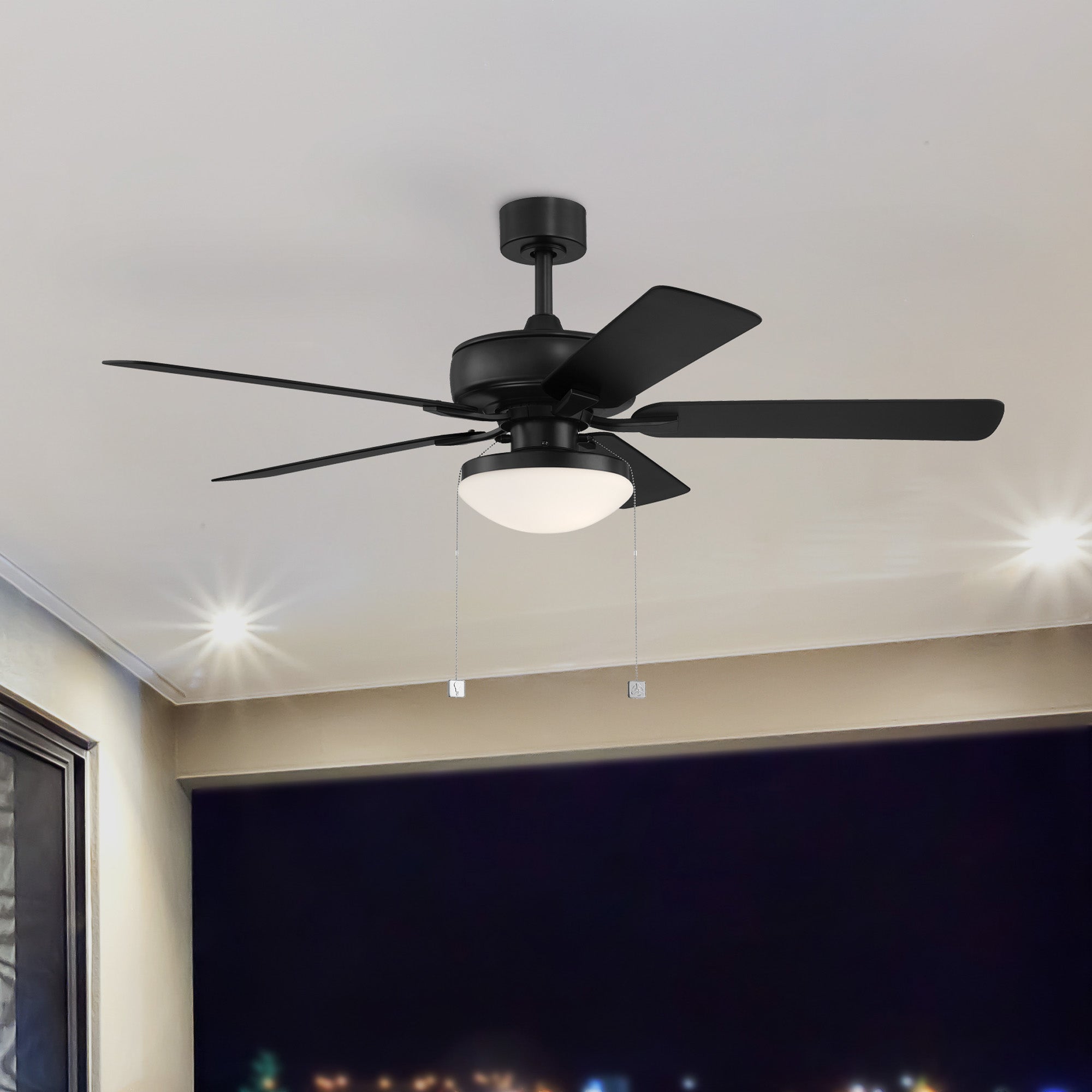Outllant 52 in. Outdoor Transitional Ceiling Fan with Included 3000K LED Bulbs, Pull Chain Control