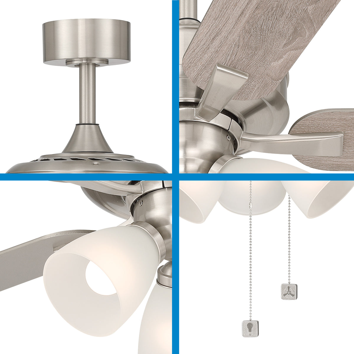 Stellant II 52 in. Indoor/Covered Outdoor Traditional Ceiling Fan with (3) 3000K LED Bulbs Included