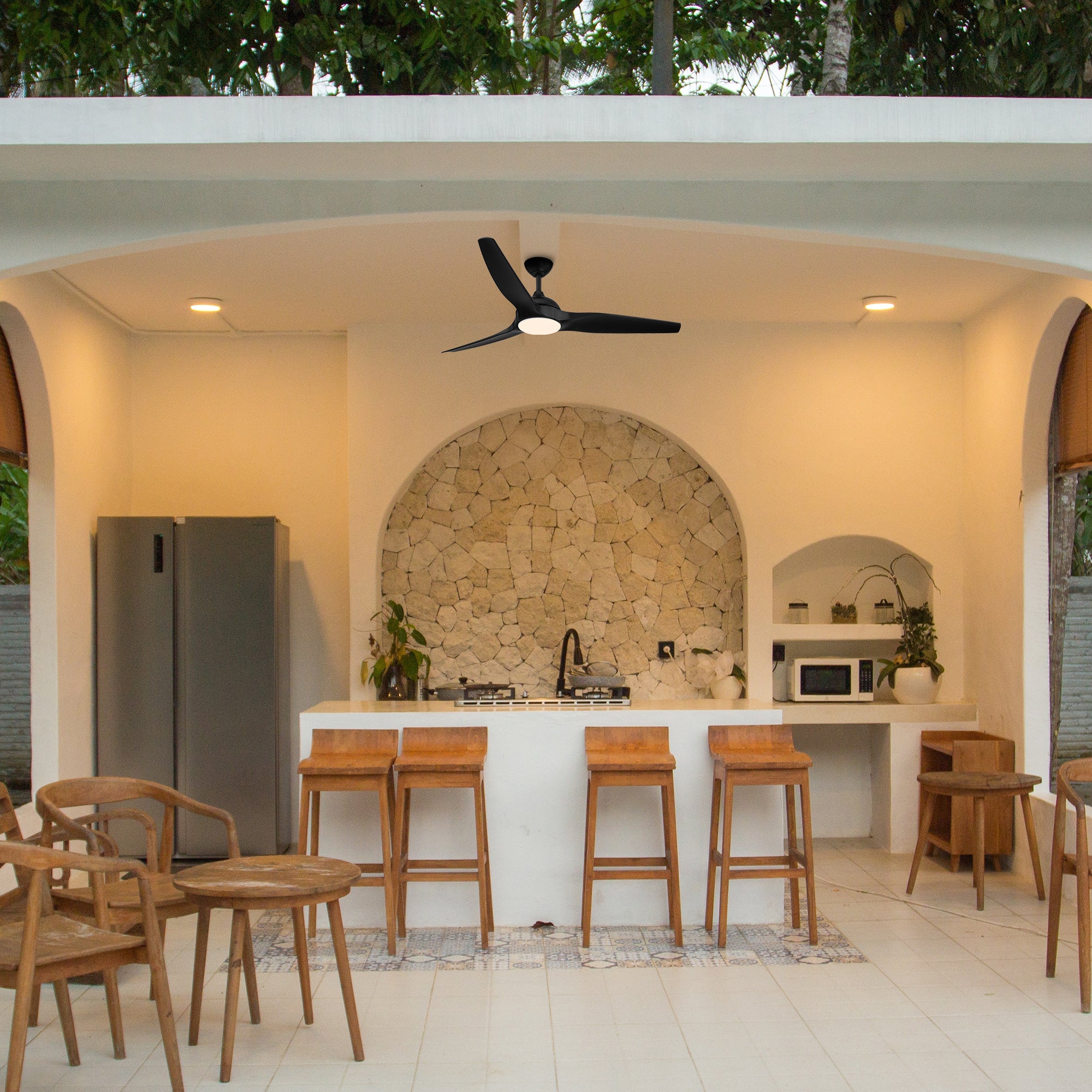 Arcas Outdoor Integrated LED Ceiling Fan with 5 CCT and 7 RGB Selections, Remote Included
