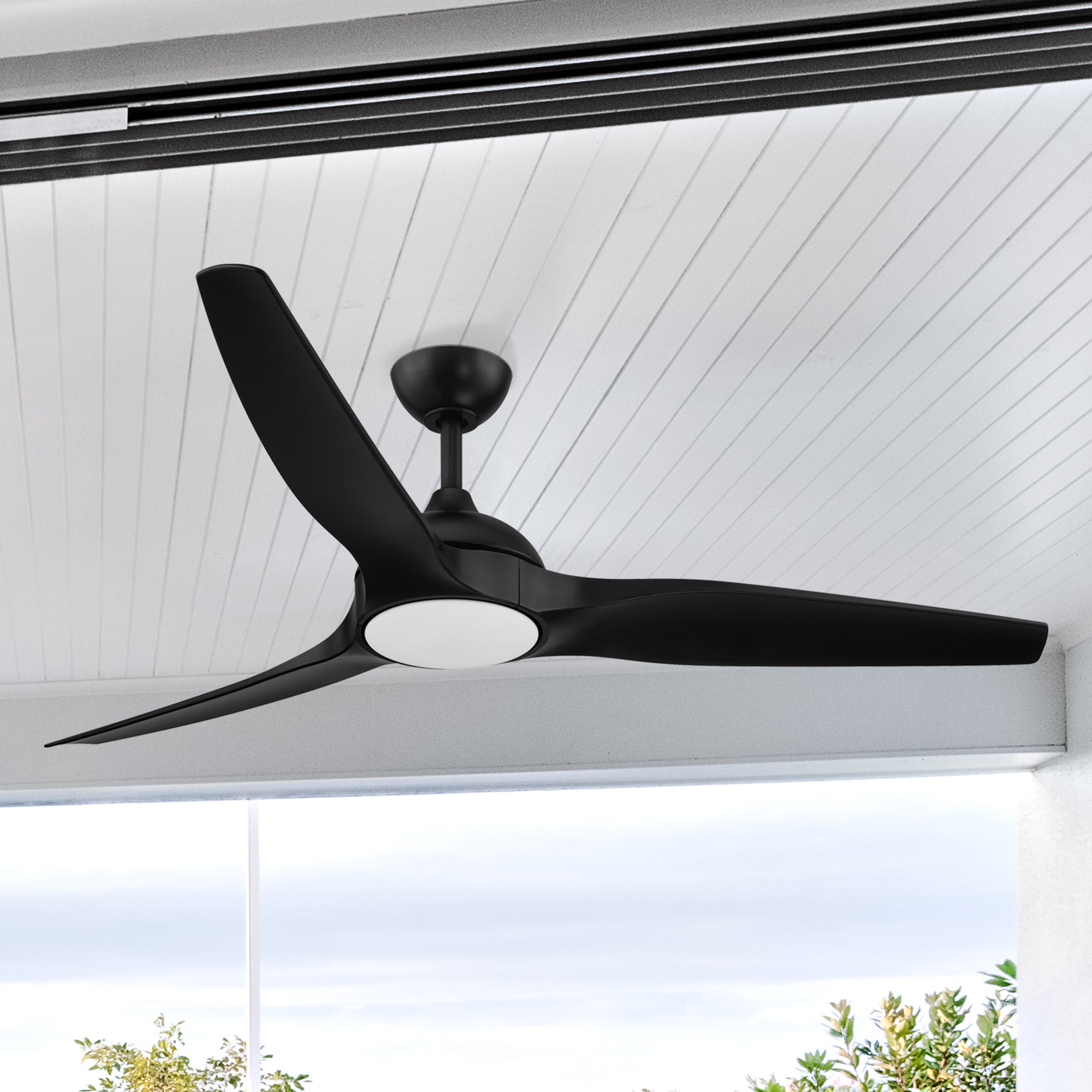Arcas Outdoor Integrated LED Ceiling Fan with 5 CCT and 7 RGB Selections, Remote Included