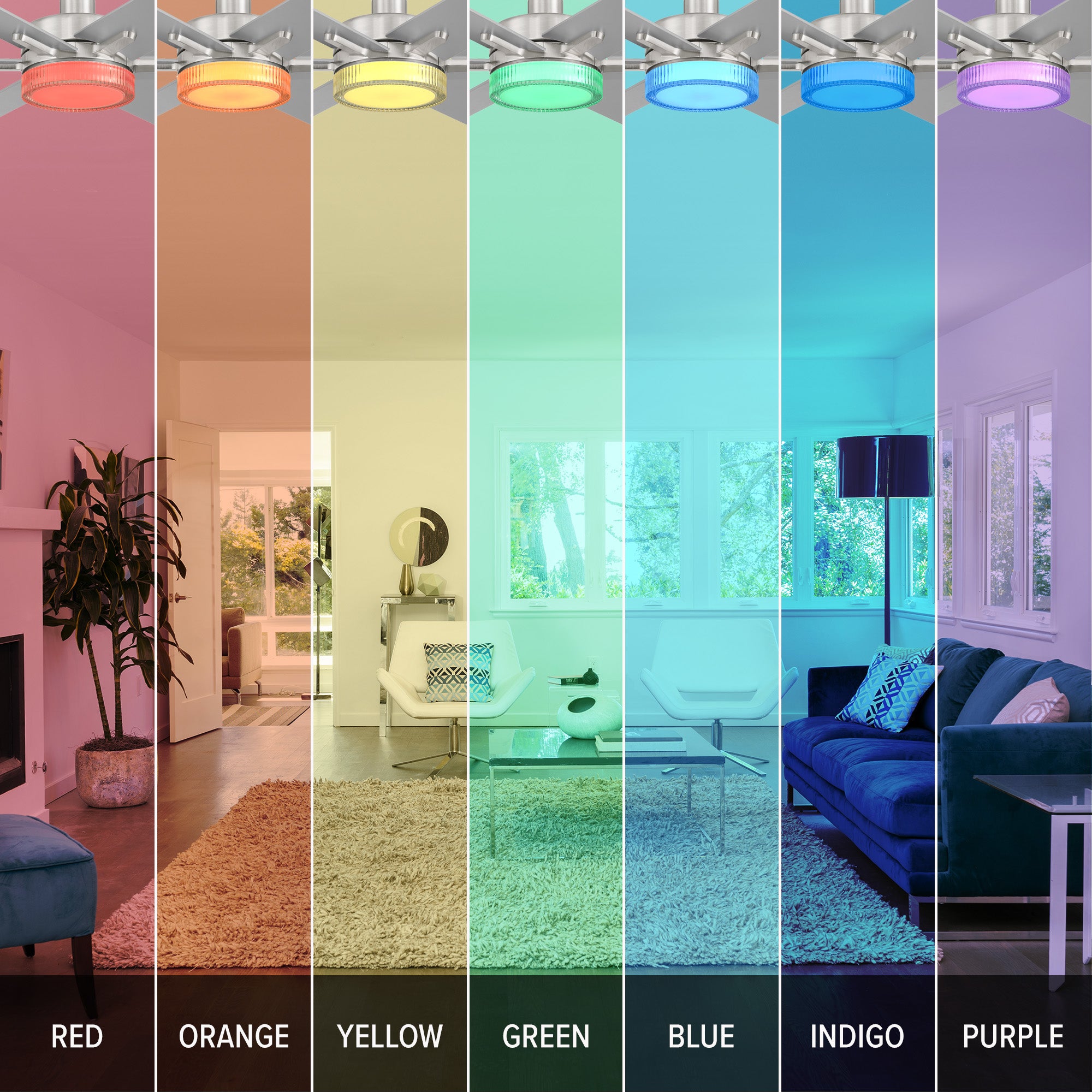 Chillion 60 in. Indoor/Covered Outdoor LED Ceiling Fan with 5 CCT and 7 RGB Selections, Remote Included