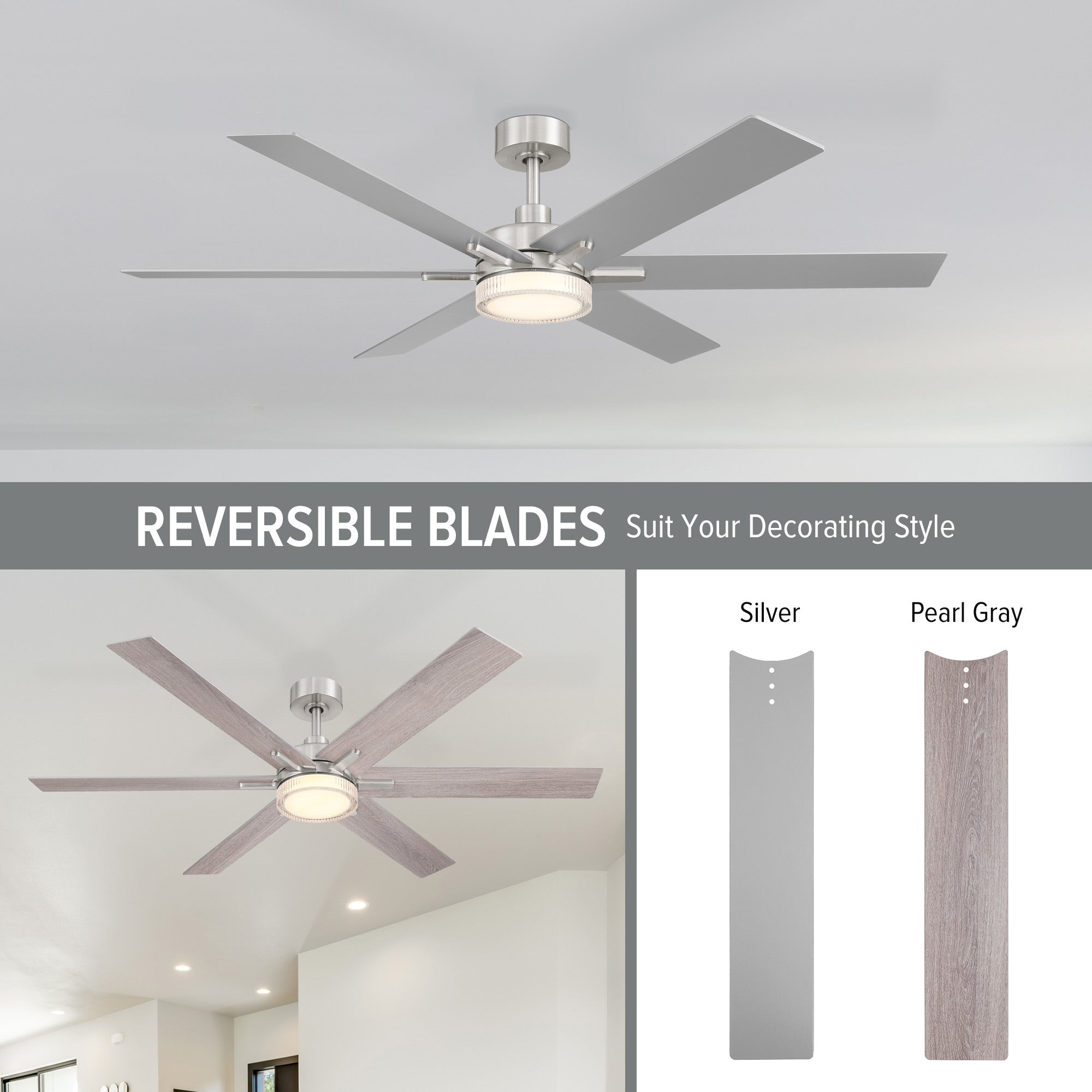 Chillion 60 in. Indoor/Covered Outdoor LED Ceiling Fan with 5 CCT and 7 RGB Selections, Remote Included