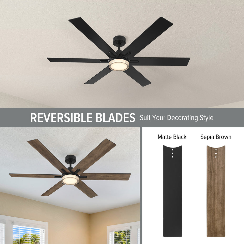 Chillion 60 in. Indoor/Covered Outdoor LED Ceiling Fan with 5 CCT and 7 RGB Selections, Remote Included