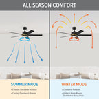 Cassique 52 in. Integrated LED Indoor/Outdoor Selectable CCT Ceiling Fan with Light, Remote Control