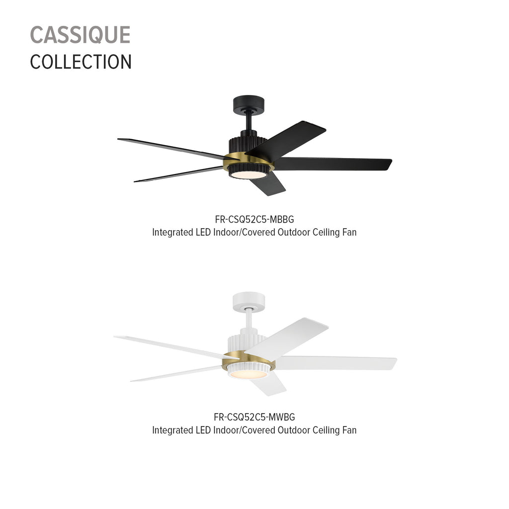 Cassique 52 in. Integrated LED Indoor/Outdoor Selectable CCT Ceiling Fan with Light, Remote Control
