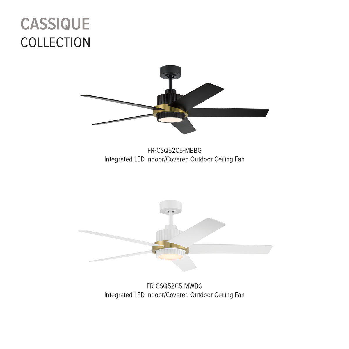 Cassique 52 in. Integrated LED Indoor/Outdoor Selectable CCT Ceiling Fan with Light, Remote Control