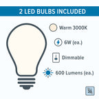Dines 52 in. Indoor Transitional Ceiling Fan with (2) 3000K LED Bulbs, Frosted Shade, Remote Included